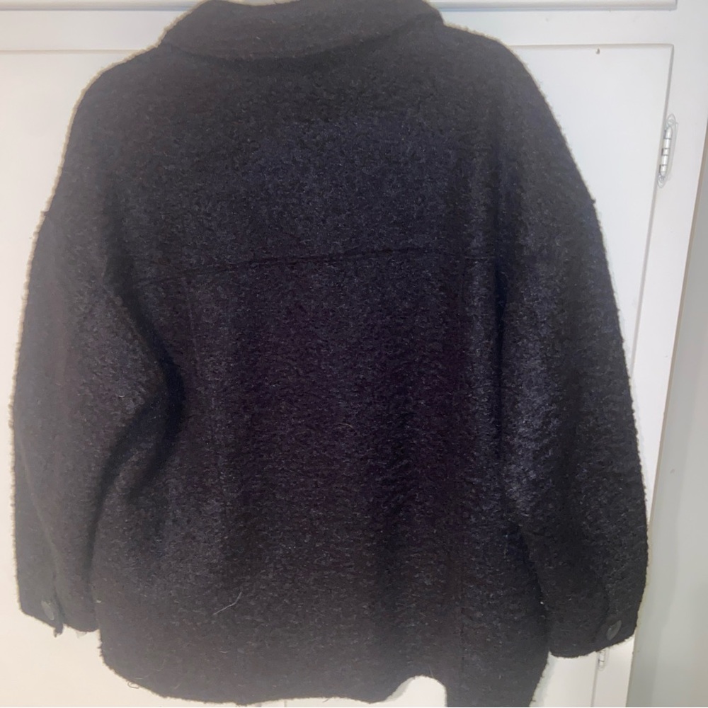 Zara Black Shacket Collared Button Up Pockets Siz… - image 2
